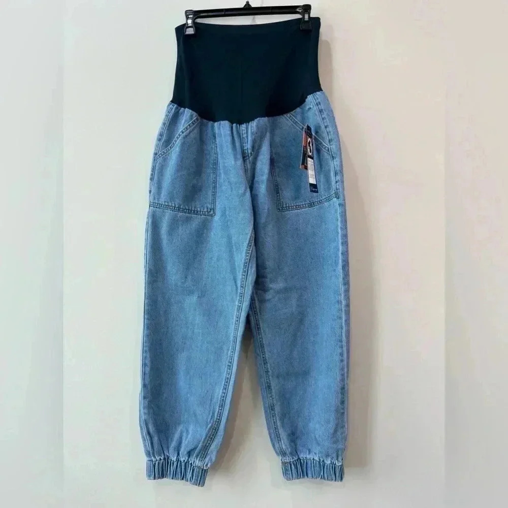 Indigo Poppy XL Maternity Jeans with Elastic Ankle and Belly Band